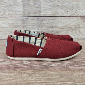 TOMS Alpargata Women's Size 6 Cotton Cloth Maroon Red‎ Slip on Flats Shoes
